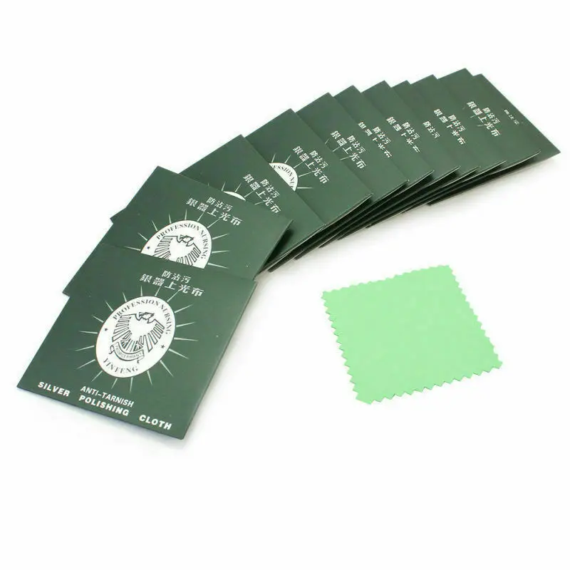 

10pcs 80mm Silver Jewelry Polishing Cleaning Wiping Cloth Opp Bags Individual Packing Microfiber Suede Fabric Material