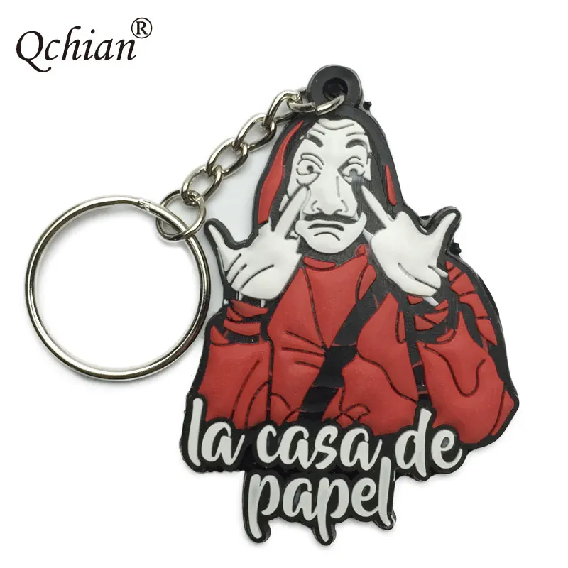 100 шт. 20 штук 10 шт. House Of paper денег, кольца для ключей, брелки с La Casa De Papel Сальвадор Дали цепочка для ключей Для женщин Для мужчин, подарок на Рождество