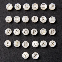 8mm a z initial letter round shell beads alphabet natural mother of pearl loose letter beads for jewelry making diy accessries