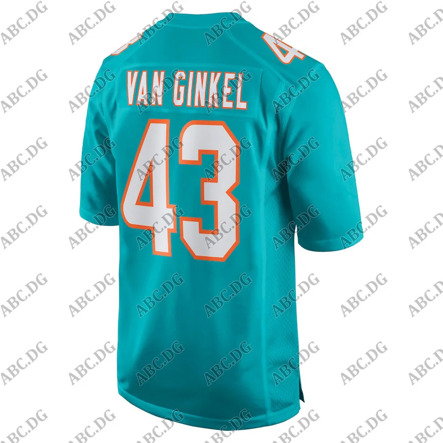 

Customized Stitch American Football Jersey Men Women Kid Youth Miami Andrew Van Ginkel Aqua Game Jersey