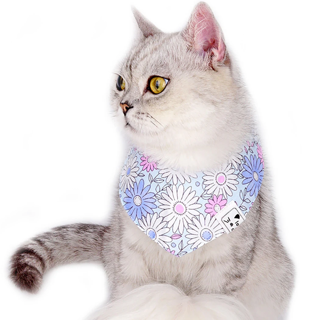 

Милая бандана Legendog для домашних животных, кошка, нагрудник, декоративный цветочный узор, котенок, слюнявчик, Женская бандана, треугольный шарф, аксессуары для домашних животных