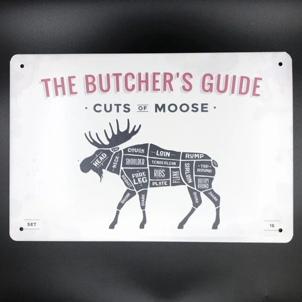 

Butcher's Guide Moose Tin Sign Decor Retro Wall Plaque Painting Metal Craft