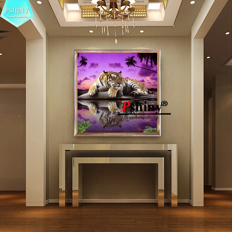 Алмазная вышивка PSHINY 5D сделай сам картина с тигровыми животными полная выкладка
