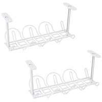 desk cable management 2 pack cable management tray wire cable tray organizer for office home white