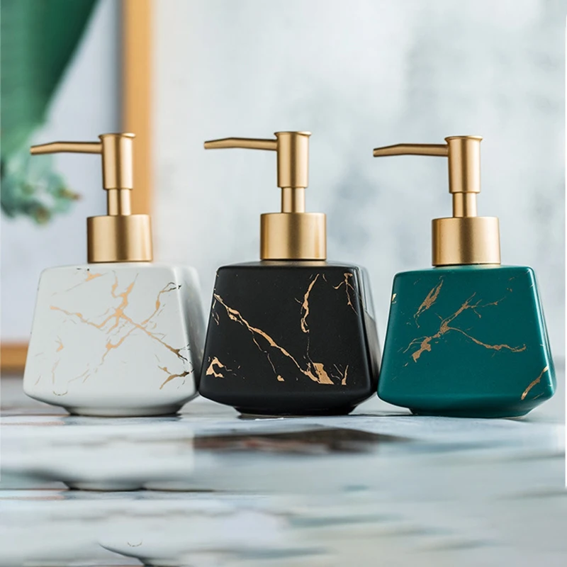 

260Ml Bathroom Luxury Ceramic Marble Soap Dispenser Shower Gel Shampoo Water Bottle Square Lotion Press Bottle