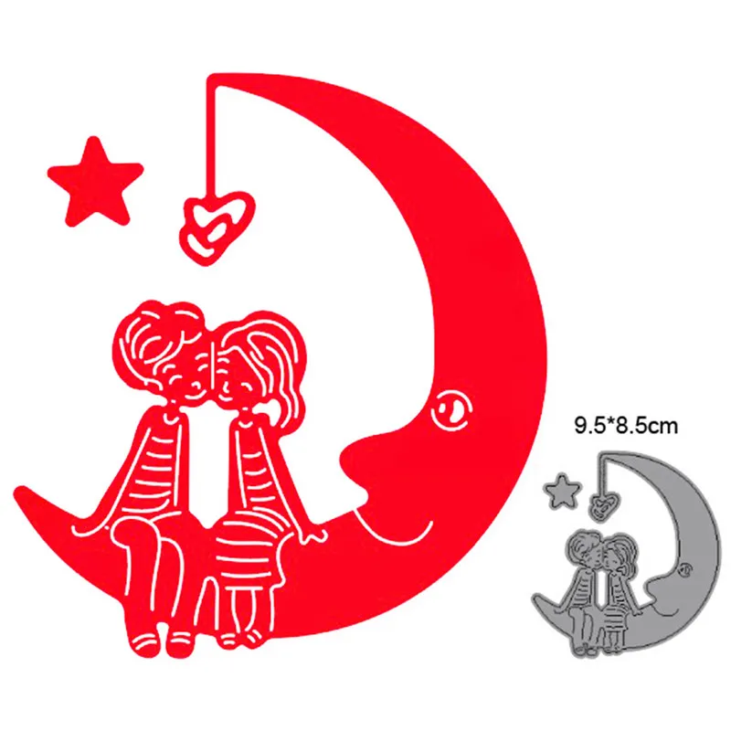 

Metal Cutting Dies Cut Die Mold Couple On Moon Decoration Scrapbook Paper Craft Knife Mould Blade Punch Stencils Dies New 2021