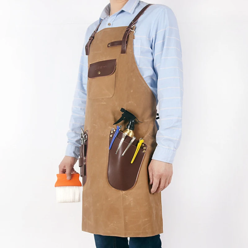 Акция! Парикмахерский фартук для мужчин женщин вощеный брезентовый парикмахеров