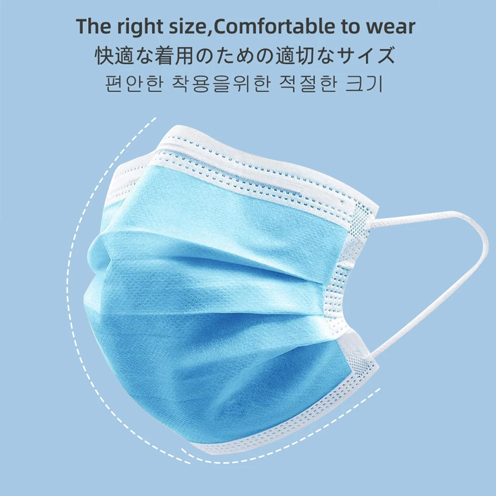 10 200 шт. одноразовые нетканые маски против пыли для лица рта Mascarillas 3 Слои слоев