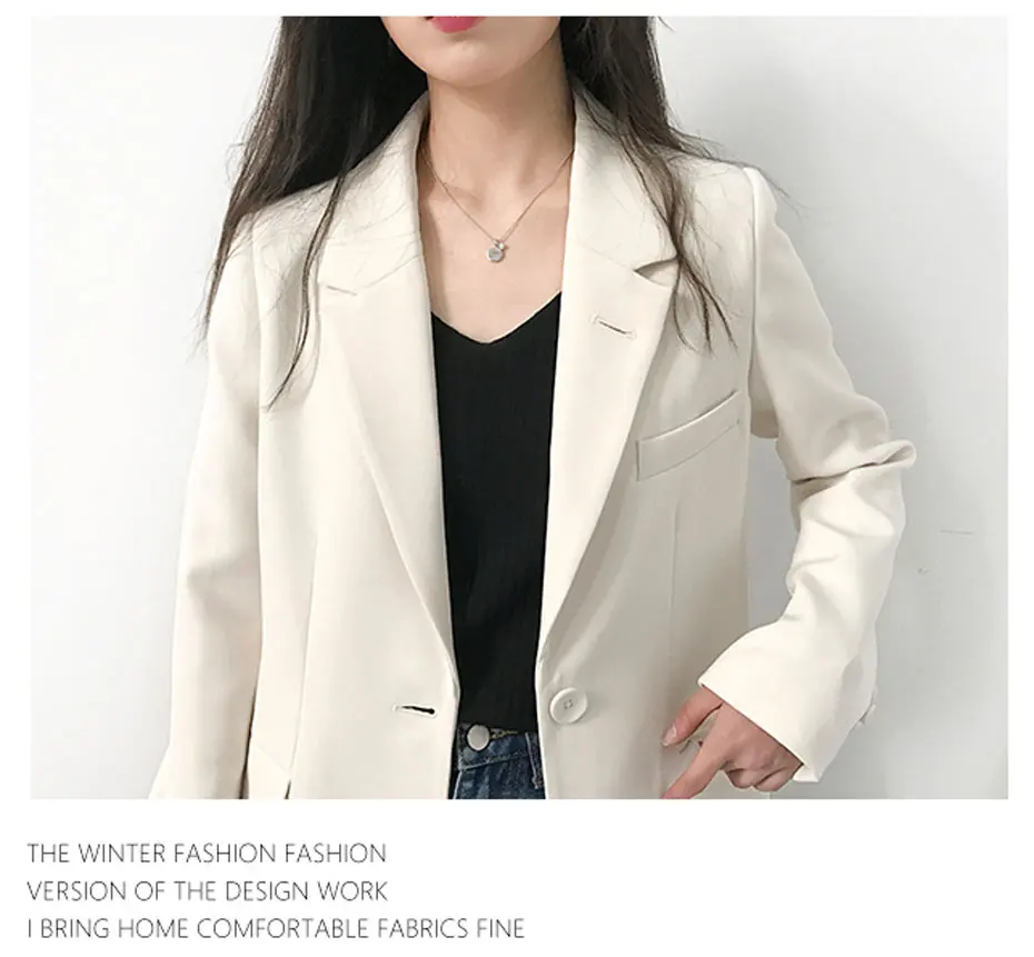 Casual Solid White Blazer Long Sleeve Women Blazers and Jackets Notched blazer mujer blaser feminino Suits Coats Female