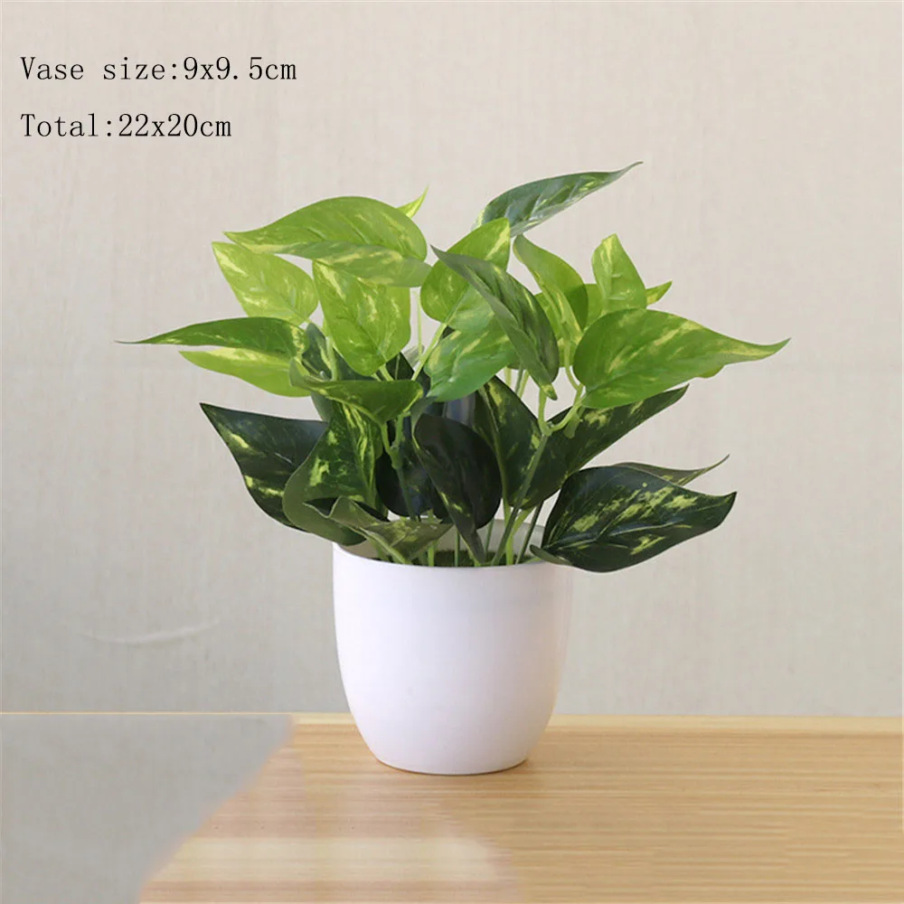 

Fresh Artificial Plants Plastic Grass Potted Bonsai Fake Flower Leaf Foliage Leaves Wall Green Plant Accessories Flowers Basin