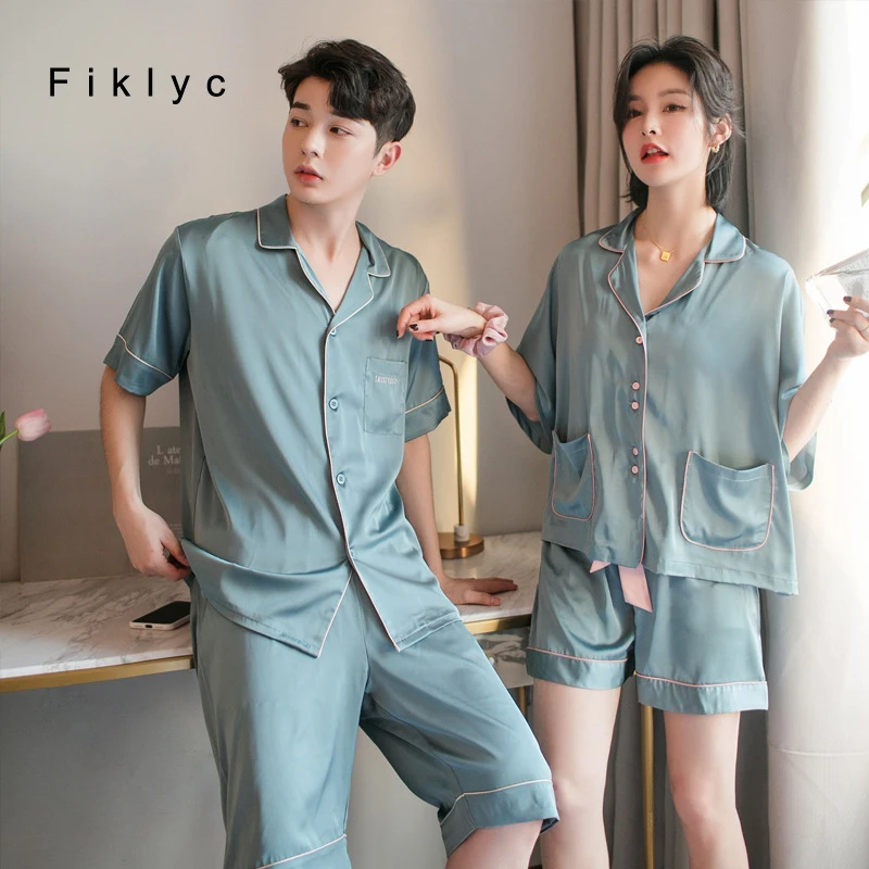 

Пижама Fiklyc, атласная, с коротким рукавом, с карманами