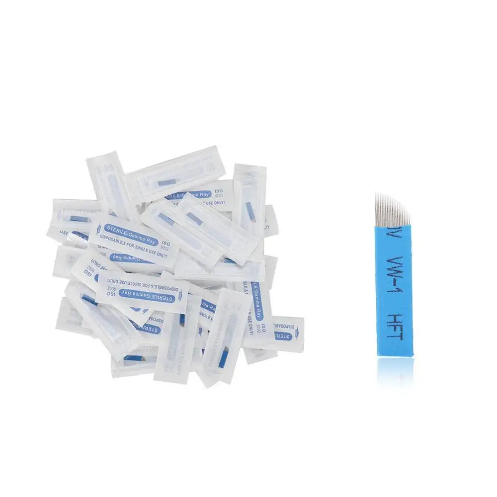 50pcs 21 Pin 50 шт. 9 10 21 Pin Перманентный макияж бровей татуировки иглы Лезвия для 3D вышивки микроблейдинг Татуировки Ручка аксессуары для макияжа тела - Габаритные размеры: 50pcs 21 Pin