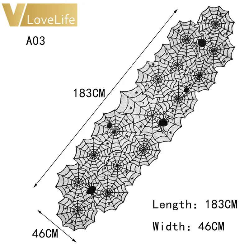 Скатерть кружевная в виде паутины украшение для стола на Хэллоуин 18 х72