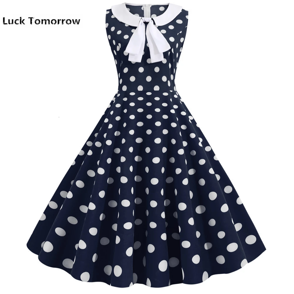 Женское лето 2019 ретро Тонкое Питер Пэн воротник Pin Up вечернее платье рокабилли Robe