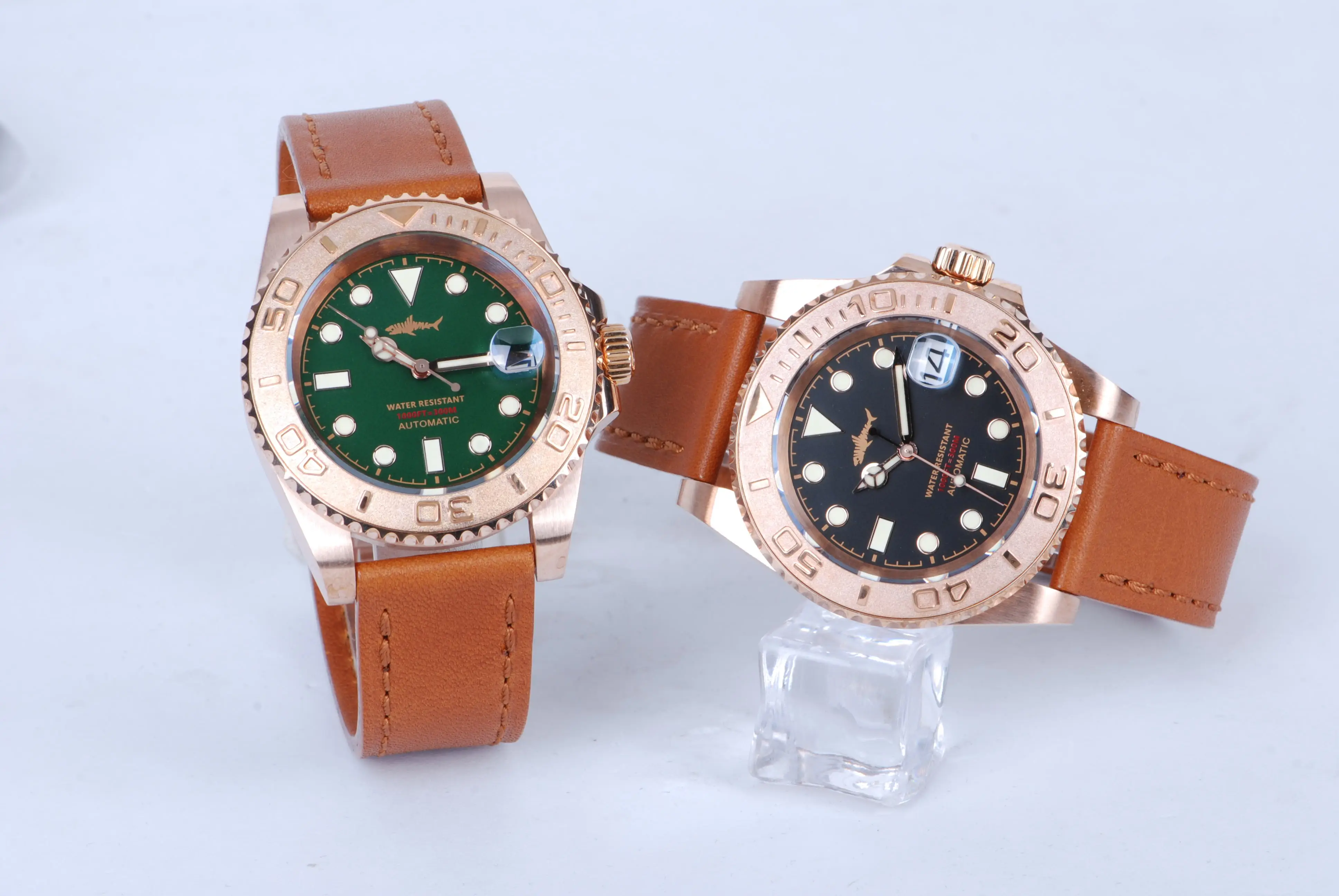 Мужские часы HEIMDALLR из водолазной бронзы сапфировые 40 мм с зеленым циферблатом 30