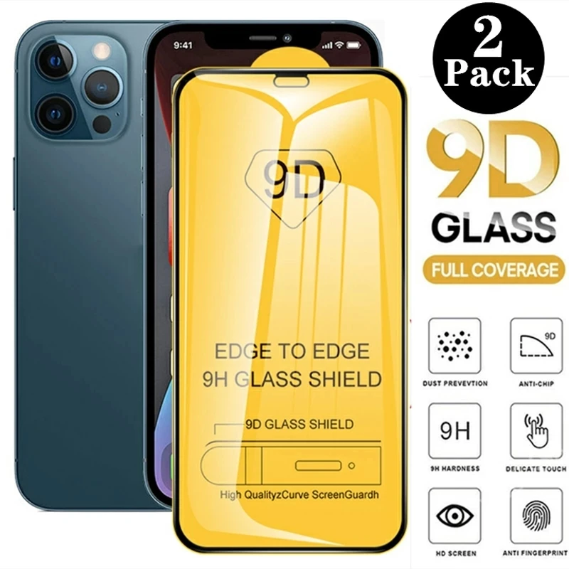 

9D Tempered Glass on For iPhone 13 11 12 Pro Max Screen Protector For iPhone X XR XS MAS 7 8 6S PLUS SE 2020 Full Cover Glass