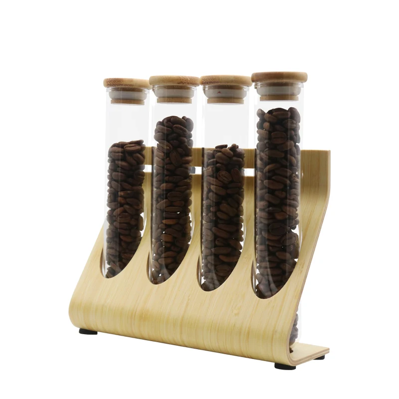 Креативная деревянная витрина для кофе зерен цветов чая стойка канистра злаков