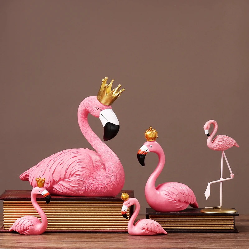 Скандинавский стиль фламинго домашний декор имитация смолы статуя животного для