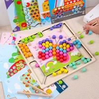 wooden beads game montessori educational early learn children clip ball puzzle preschool toddler toys kids for children gifts