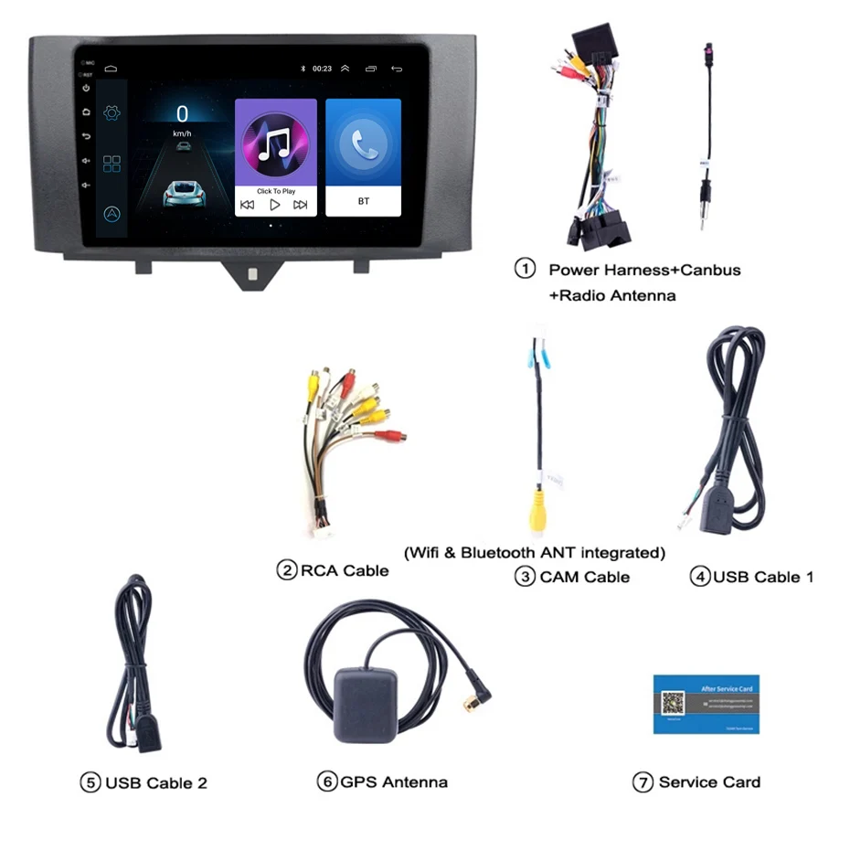 Для Benz Smart Fortwo 2011- автомобильный Радио мультимедийный видео плеер Navi gps Android 8,1 аксессуары SWC BT wifi Sedan No dvd
