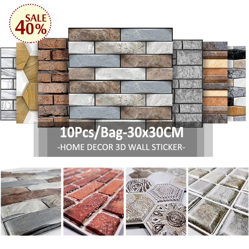 10 шт. 3D самоклеящиеся кирпичная стена наклейки &quotсделай сам&quot с отделкой
