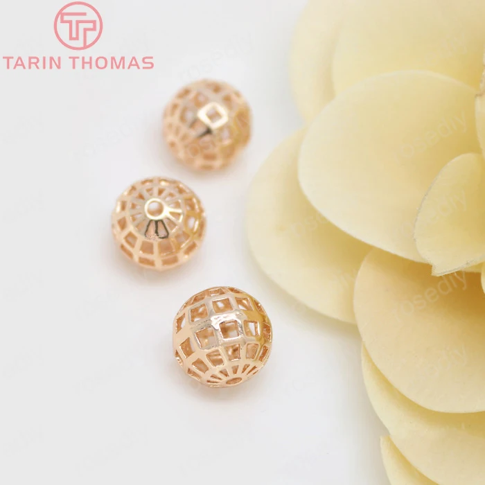 

6PCS 12MM 24K Champagne Gold Color Plated Brass Round Spacer Beads Bracelet Beads High Quality Diy Jewelry Accessories