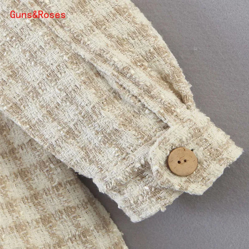 

Spring Jackets For Women 2021 Fashion Tweed Plaid Loose Irregular Jacket Coat Vintage Long Sleeve Pockets Female Chic Jackets