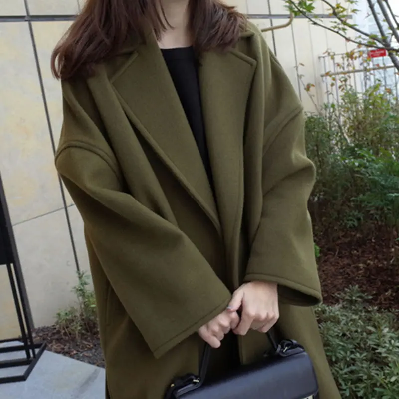 Женский винтажный кардиган XITAO длинный однотонный с отложным воротником и