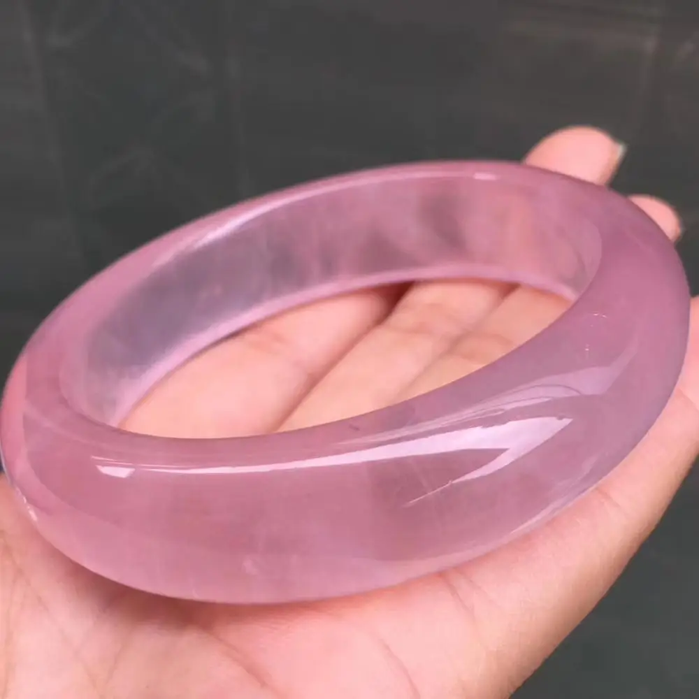 Внутренний диаметр 58 мм натуральный розовый кварц кристалл браслет Круглый