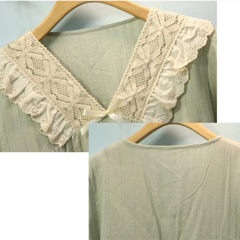 

The New Women's Summer Pajamas Short Sleeve Shorts Ladies Suit Korean Version Sweet Green Lace Cute Home Service Sleep Tops