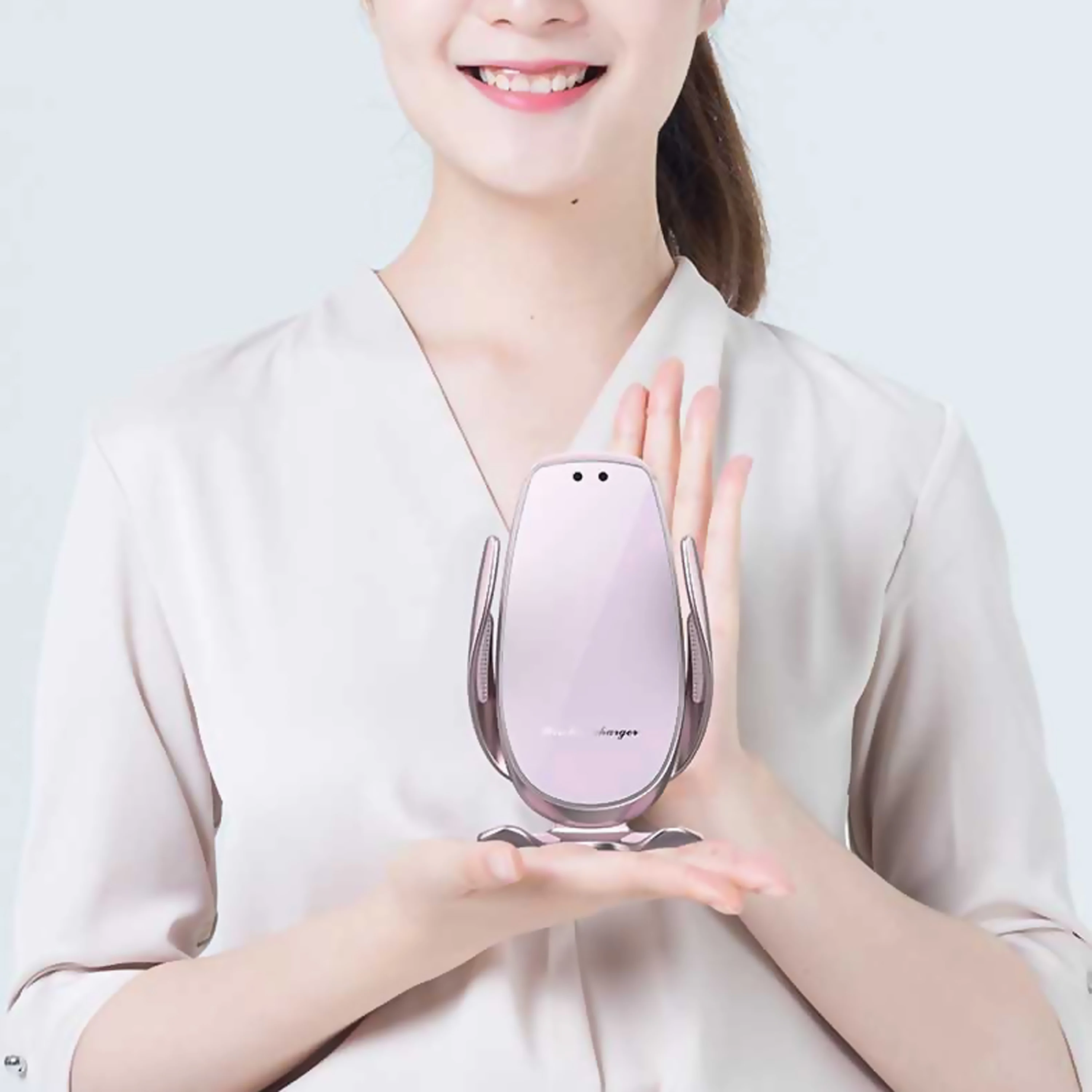 QI 15 Вт быстрая беспроводная автомобильная зарядка розовое белое крепление для