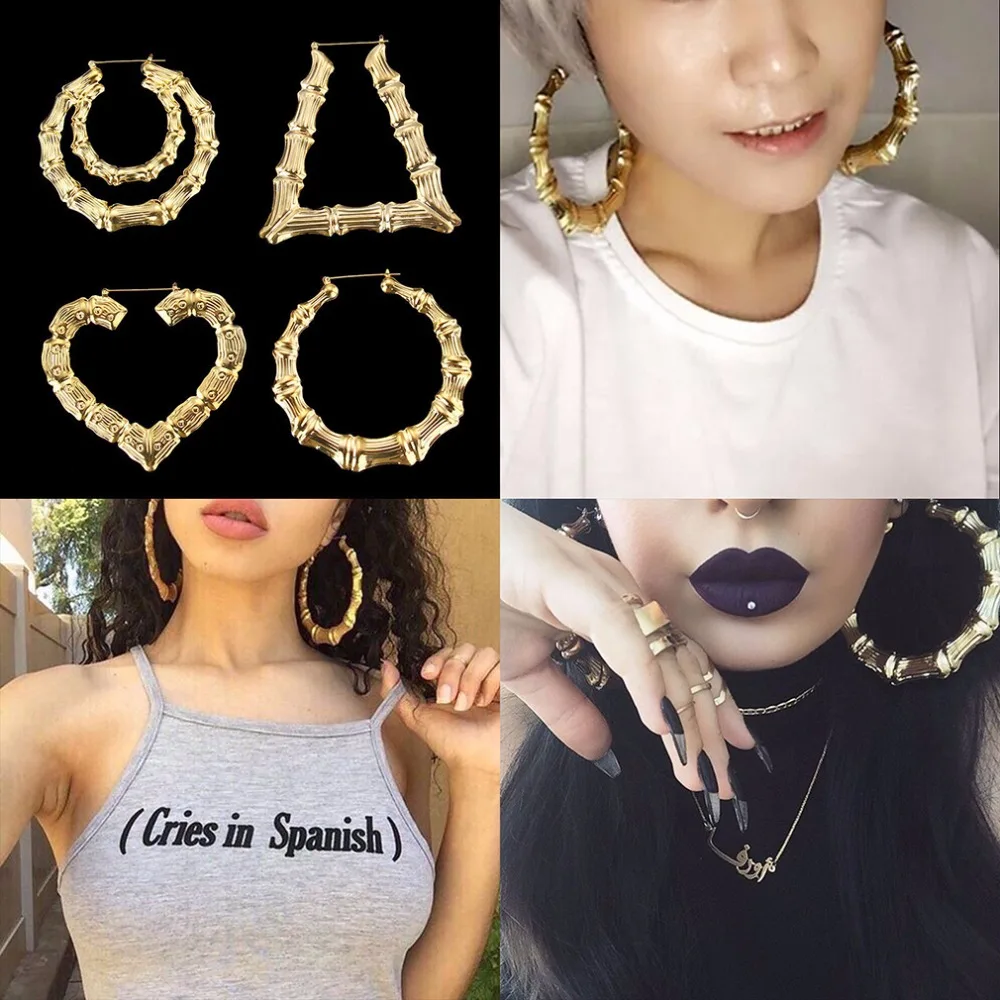 Новые ограниченные акриловые Хип хоп серьги новые большие бамбуковые кольца хип