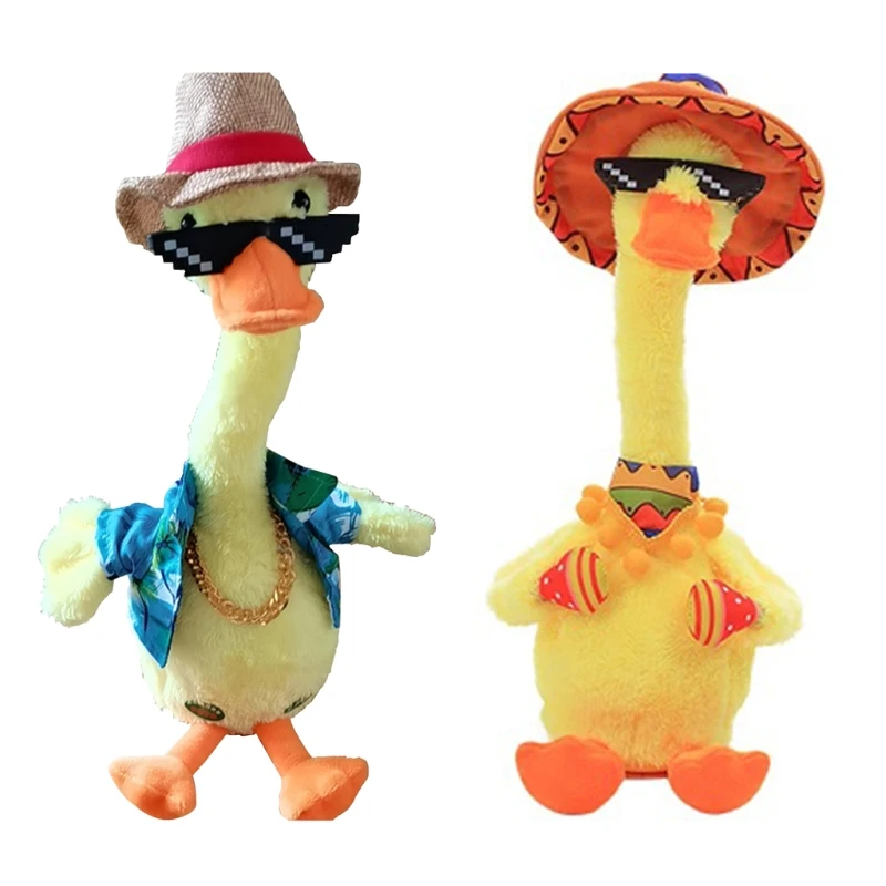 

Wiggling Dancing Duck Toy with Sunglasses & Hat Dancing and Shaking Robotic Recording Toy Singing 120 Songs
