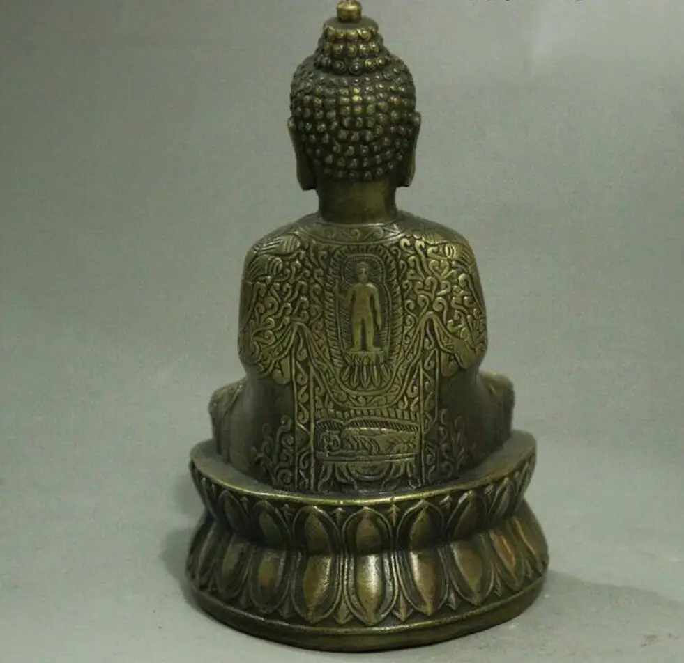 5 &quotКитайский тибетский буддизм Бронзовая Будда Шакьямуни халат статуя Будды