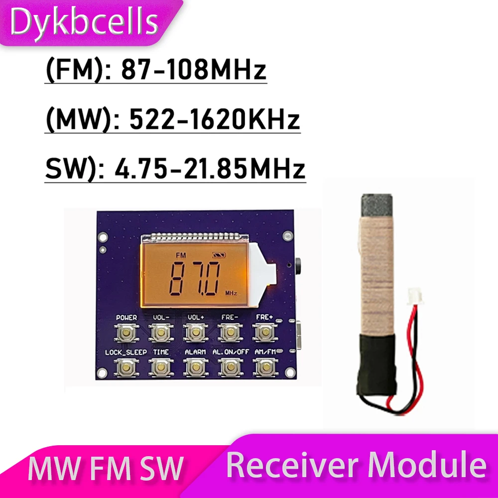 Полнодиапазонный FM-радиоприемник Dykbcells модуль MW FM SW AM цифровые часы с короткими