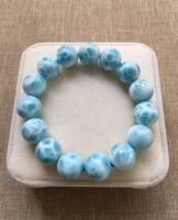 natural blue larimar gemstone big round beads bracelet 13 6mm water pattern larimar women men genuine aaaaaa