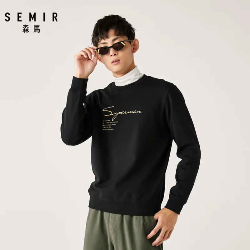Мужской бархатный свитер SEMIR Повседневный пуловер с круглым вырезом толстовка в