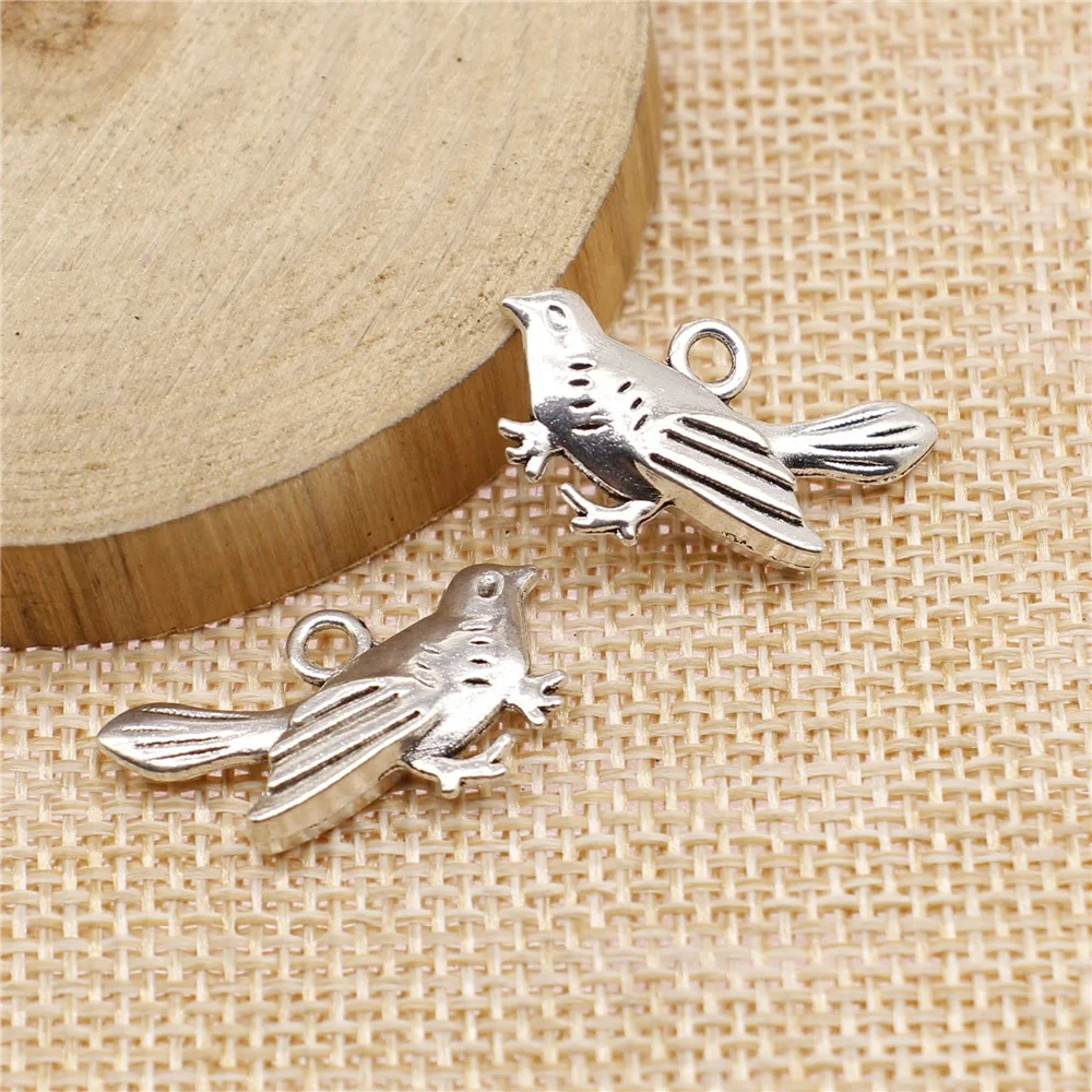 

free shipping 25pcs 25x14mm antique silver Little bird charms diy retro jewelry fit Earring keychain hair card pendant