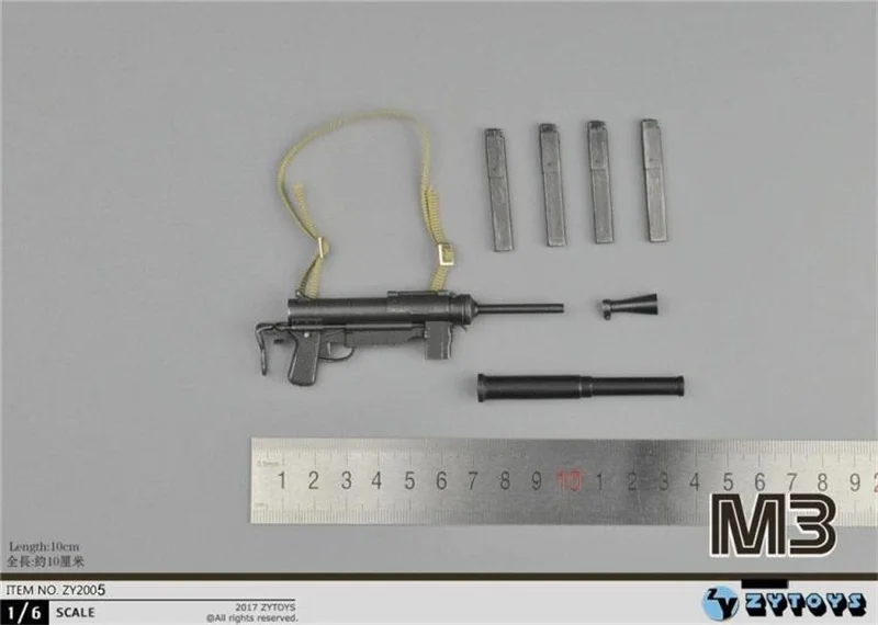 

ZYTOYS Soldier 1/6th M3 Submachine Gun WWII Army USA Military Model For 12 Inch Doll Soldier Collection