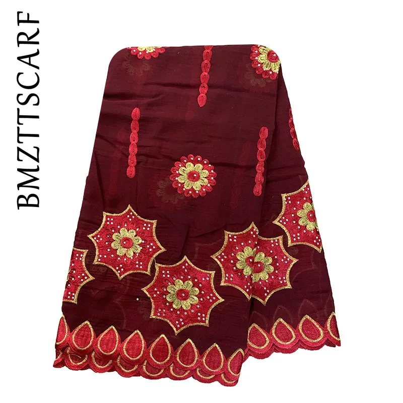 Высококачественный 100% хлопковый шарф Африканский женский мусульманский вышитый