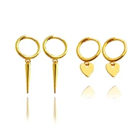 hoop earrings jewelry for women piercing heart spike hiphop woman earring accessories bijouterie female new year gift 18k gold
