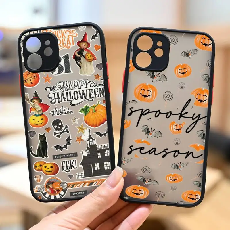 Halloween pumpkin horror Phone Case matte transparent  For iphone 7 8 11 12 13 plus mini x xs xr pro max cover