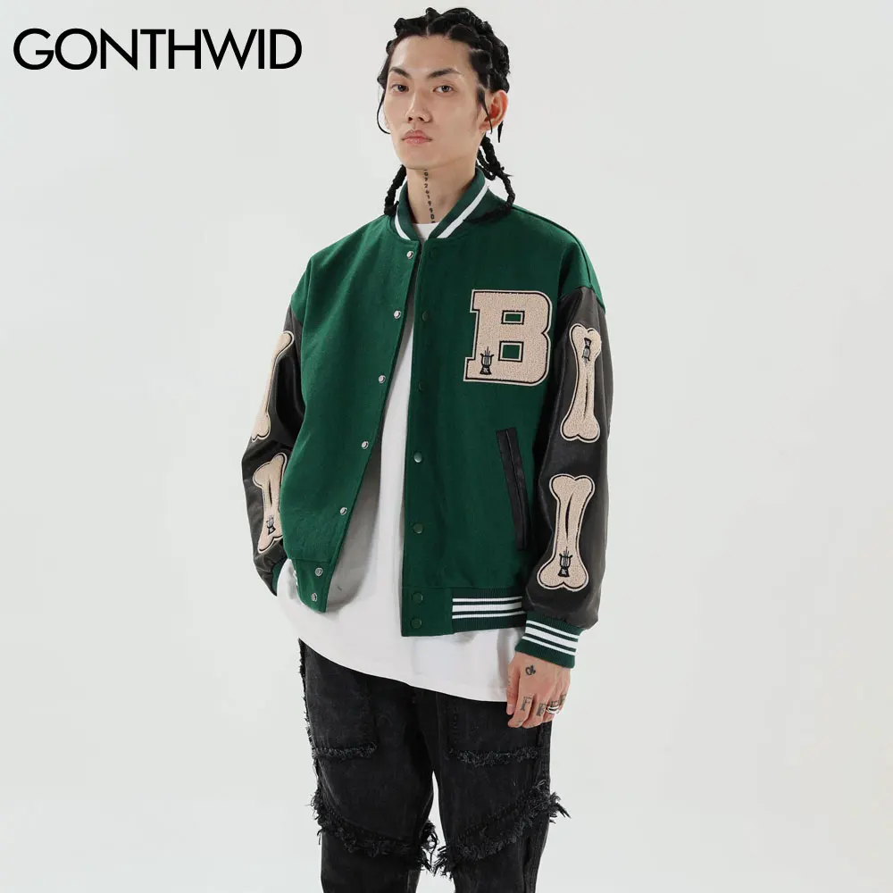 Куртка-бомбер мужская демисезонная с вышивкой в стиле хип-хоп | Мужская одежда