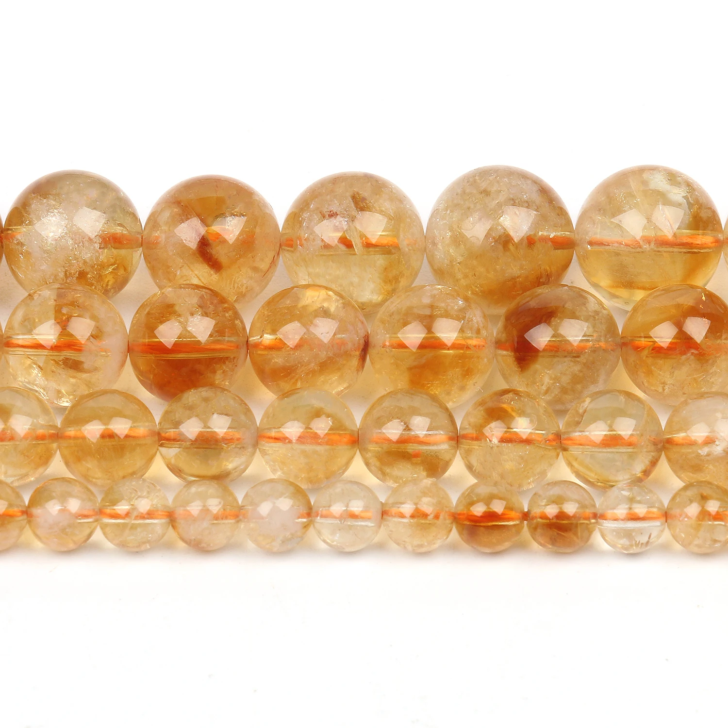 Круглые Бусины Из Натурального цитрина AA для изготовления ювелирных изделий