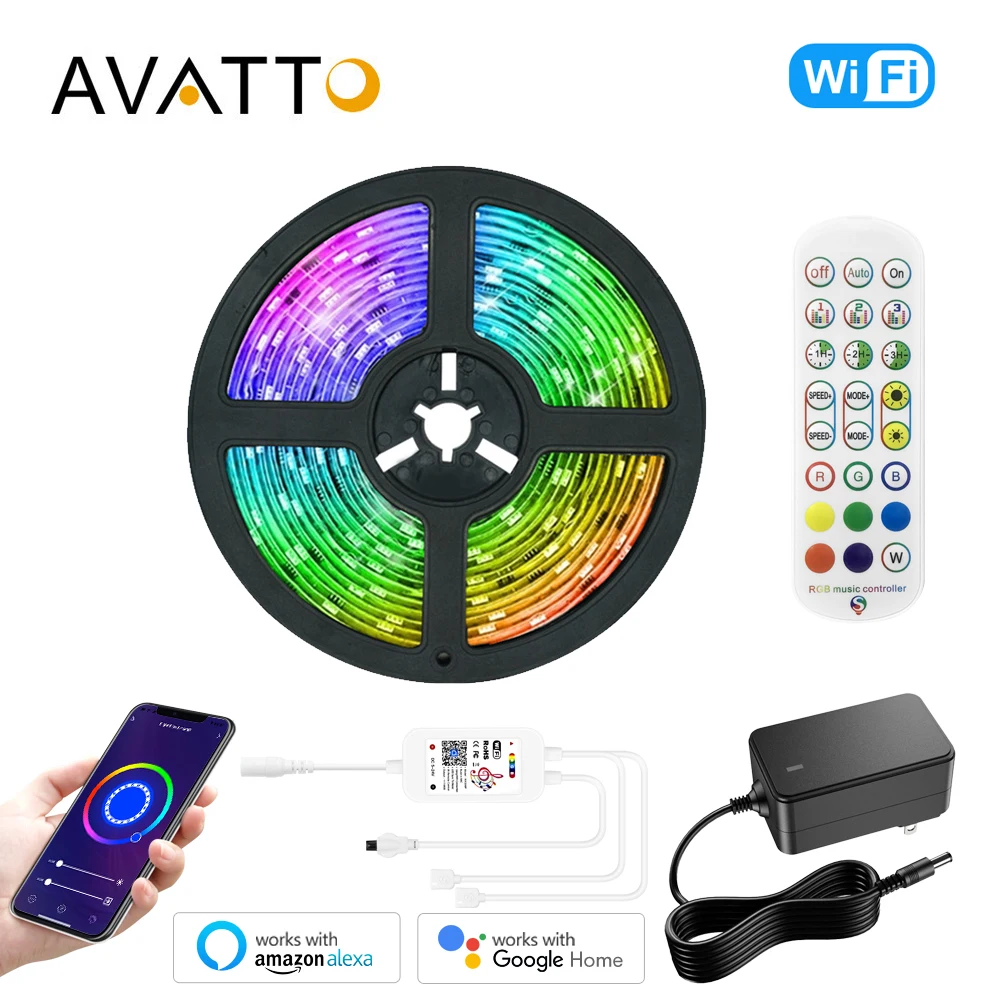 Светодиодные ленты AVATTO гибкая светодиодная лента RGB с поддержкой Wi-Fi Bluetooth
