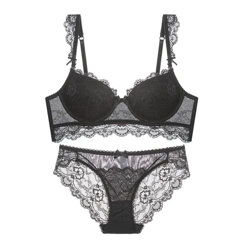 

2020 New French Ladies Underwear Sexy Lace Adjustable Upper Collection Nipple Collection Women Plus Size Bra Set Embroidery
