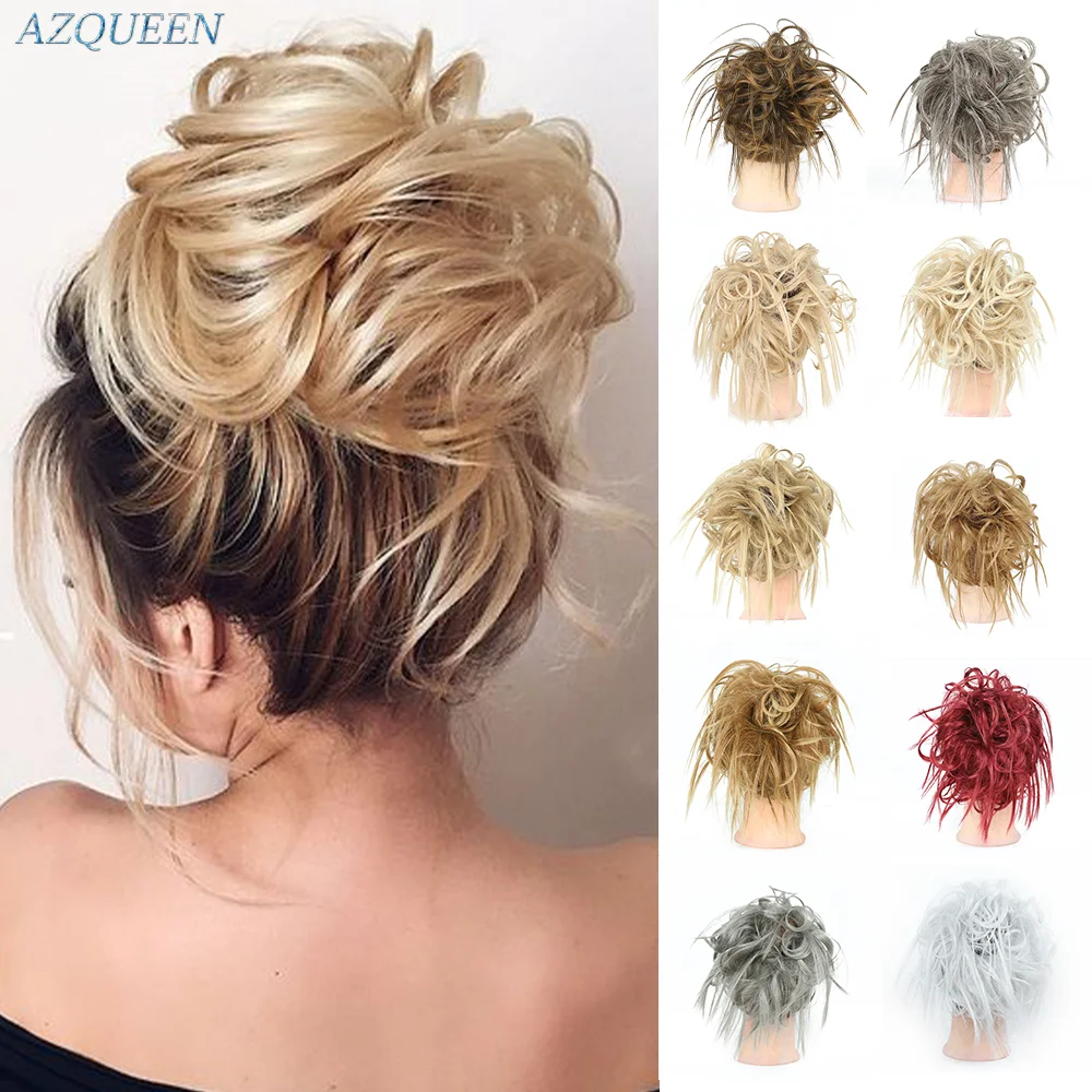 Грязный булочка резинки для волос резинка искусственные волосы синтетический