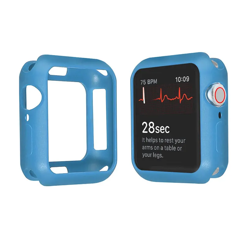 Мягкий чехол для часов из ТПУ для Apple Watch 5, 4, 3, 2, 1, чехол для часов Iwatch 44 мм, 42 мм, 40 мм, 38 мм, чехол для часов с полной защитой - Цвет: Blue