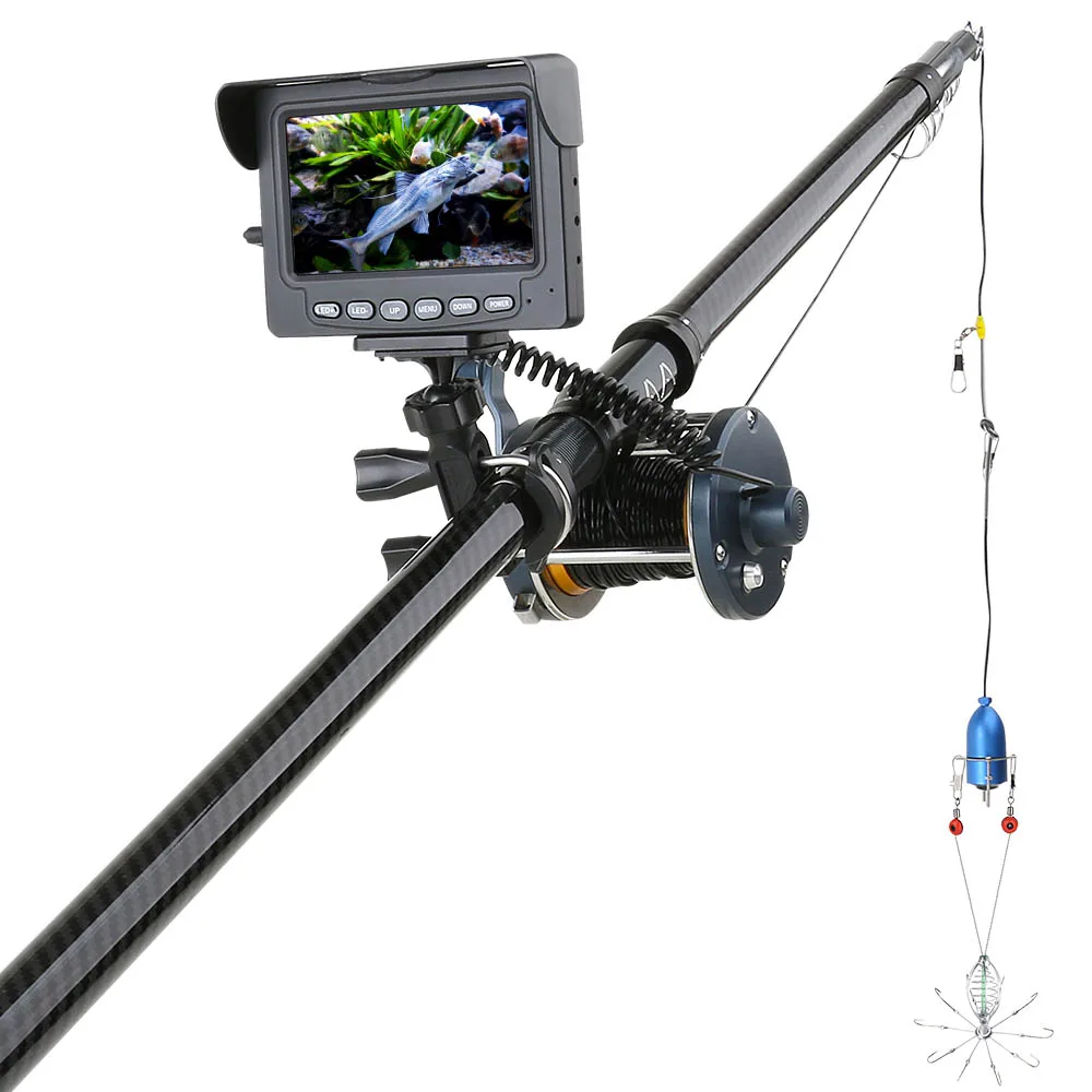 

30M 1200TVL Fish Finder Underwater Fishing Camera 4.3 inch IPS Monitor 10PCS LED Night Vision 195 Degrees Metal Sea wheel Camera