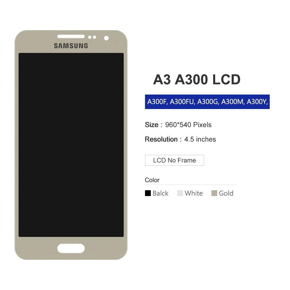 AMOLED A3 для Samsung Galaxy 2015 A300 A3000 ЖК дисплей сенсорный экран дигитайзер сотовый телефон